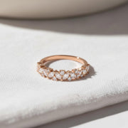 Marquise Diamond Ring / Marquise Diamond Wedding Ring in 14K Solid Gold / Alternating Marquise Round Diamond Ring 14K Gold / Stackable Band