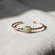 1.00 Ct Opal Diamond Bangle, 14K Gold Lab Grown Diamond Bangle, Open Cuff Bangle