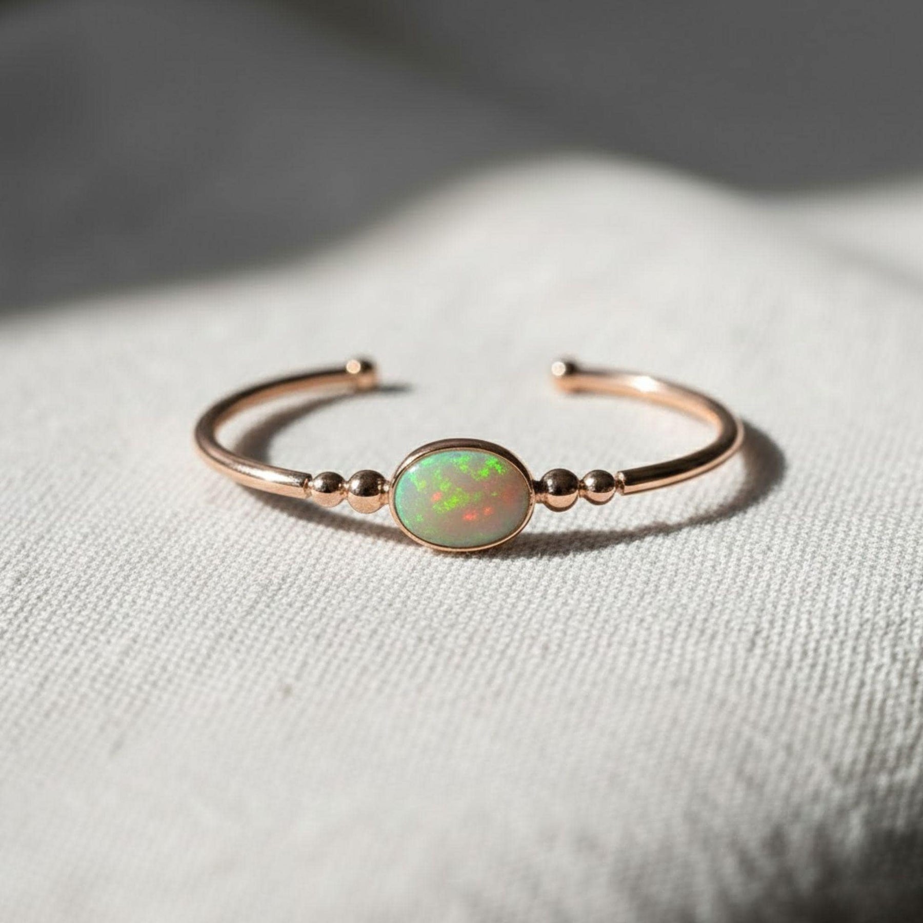 1.00 Ct Opal Diamond Bangle, 14K Gold Lab Grown Diamond Bangle, Open Cuff Bangle