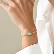 1.00 Ct Opal Diamond Bangle, 14K Gold Lab Grown Diamond Bangle, Open Cuff Bangle