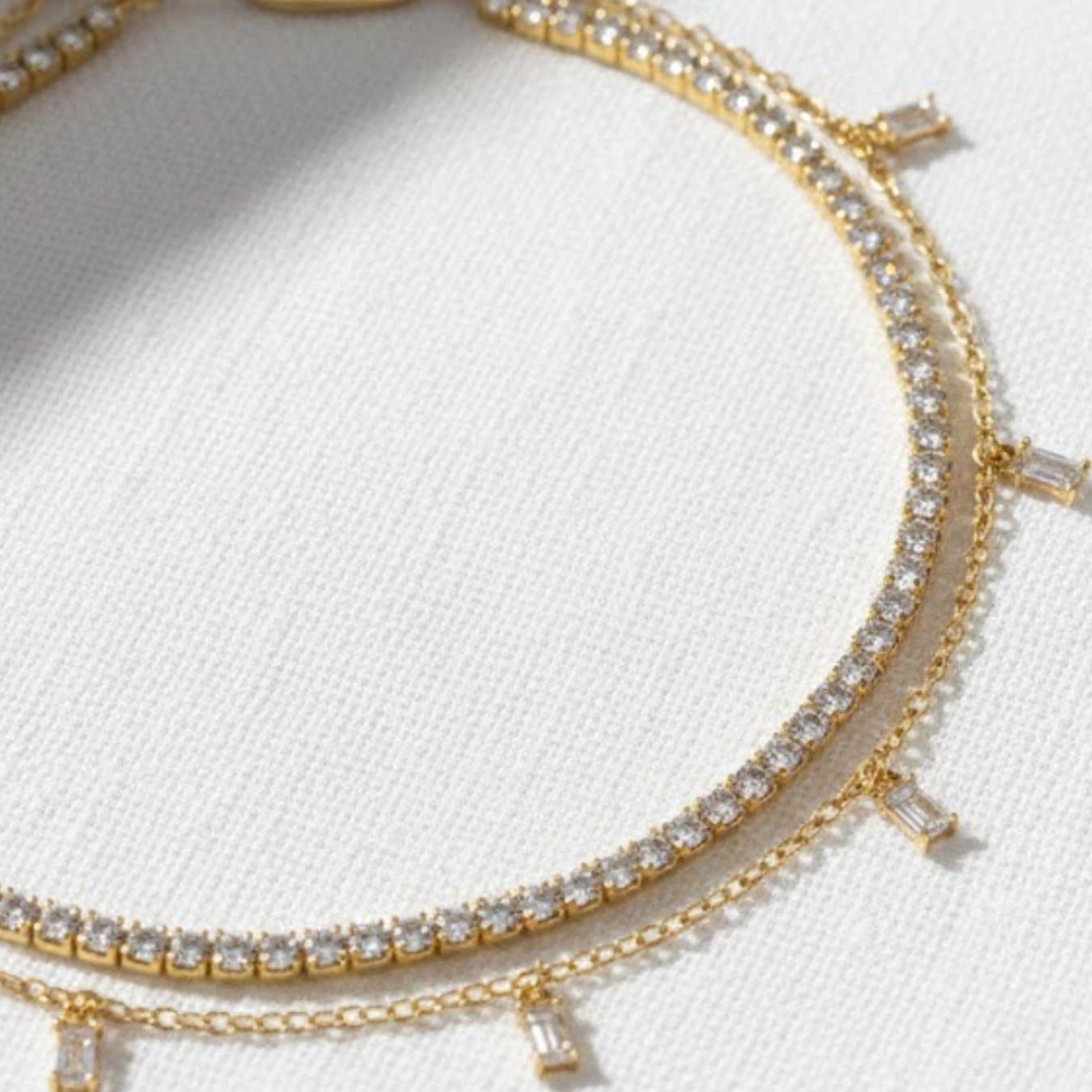 The Marina Lab-Grown Diamond Anklet in 10K or 14K Solid Gold