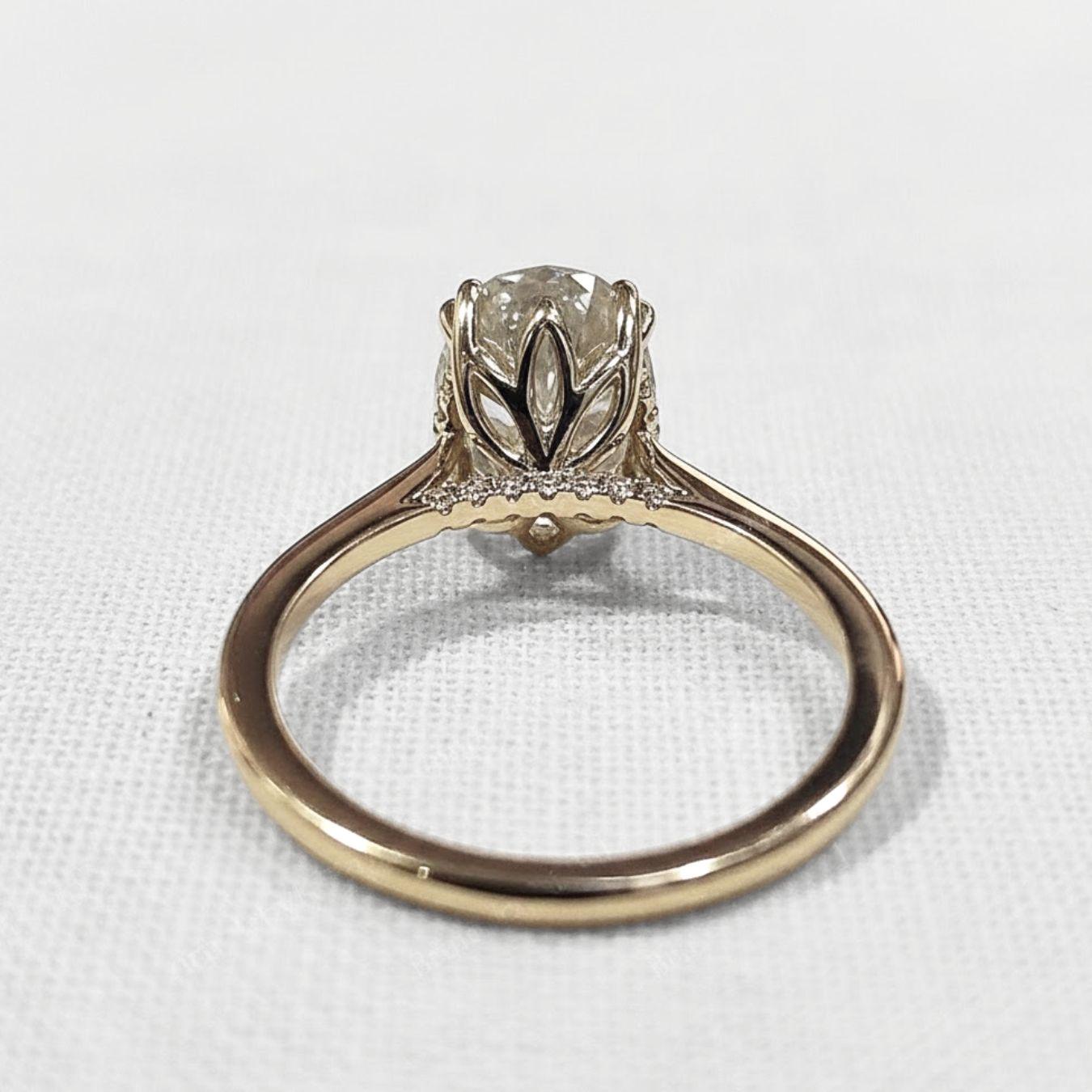 The Evelina 2-Carat Oval-Cut Lab-Grown Diamond Hidden Halo Engagement Ring in 10K or 14K Solid Gold