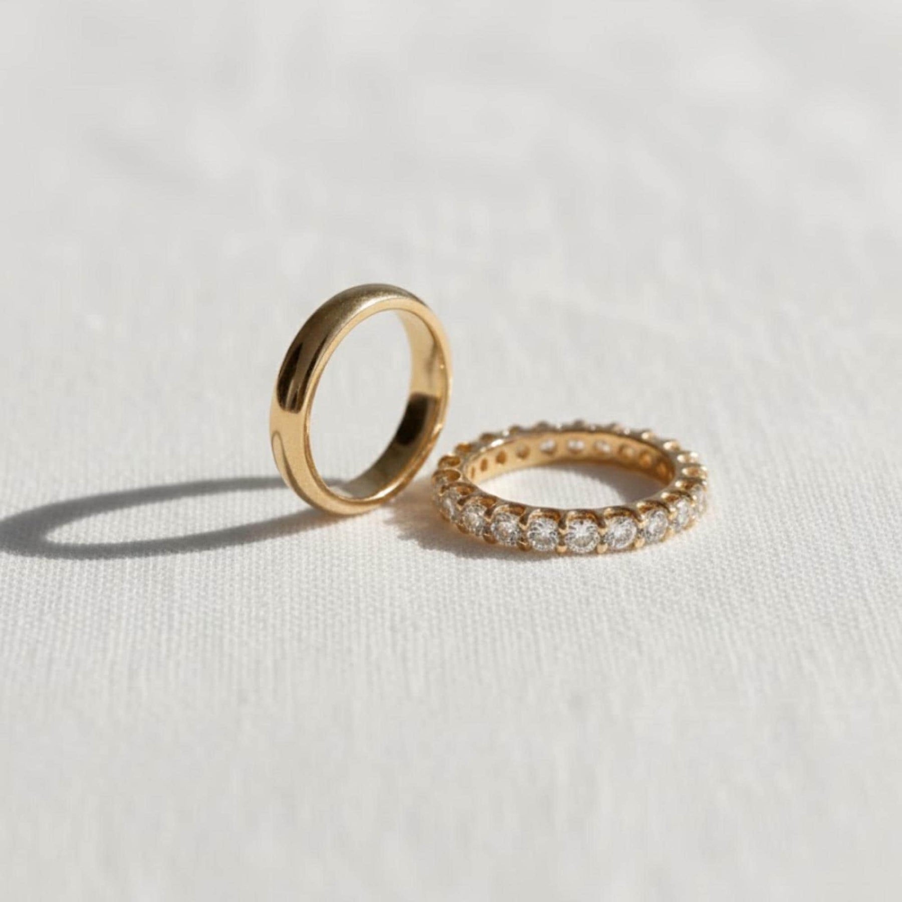 The Seraphine 2-Piece Minimalist Lab-Grown Diamond Wedding Ring Set in 10K or 14K Solid Gold