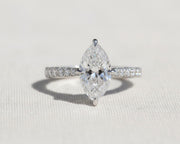Marquise Diamond Engagement Ring Genuine Lab Grown Diamond Anniversary Ring Unique Proposal Ring for Her Claw Prong Setting Ring Gift