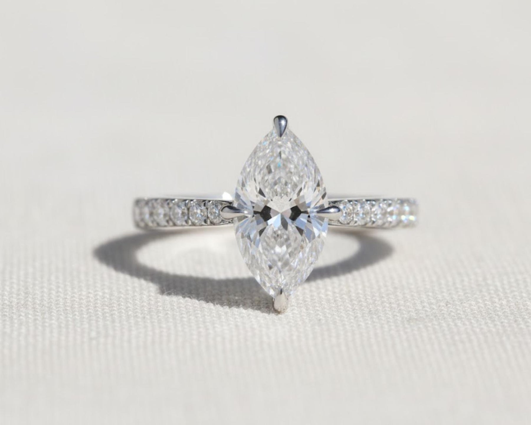 Marquise Diamond Engagement Ring Genuine Lab Grown Diamond Anniversary Ring Unique Proposal Ring for Her Claw Prong Setting Ring Gift