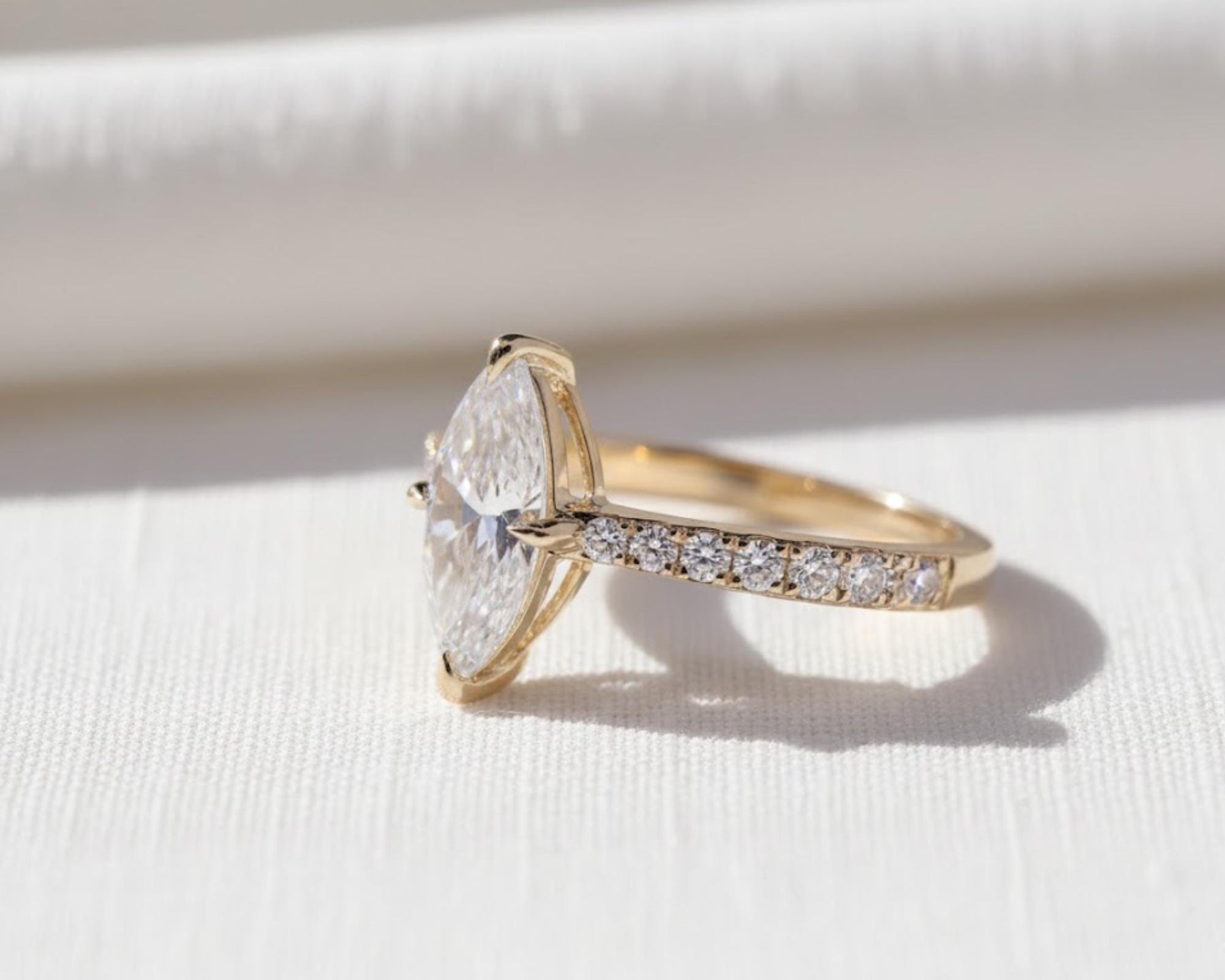 Marquise Diamond Engagement Ring Genuine Lab Grown Diamond Anniversary Ring Unique Proposal Ring for Her Claw Prong Setting Ring Gift