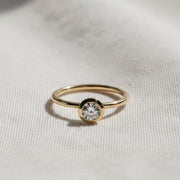 Dainty Round Lab Grown Diamond Promise Ring, Diamond Set in Bezel, Diamond Engagement Ring for Women, Ring in Yellow, White, Rose Gold