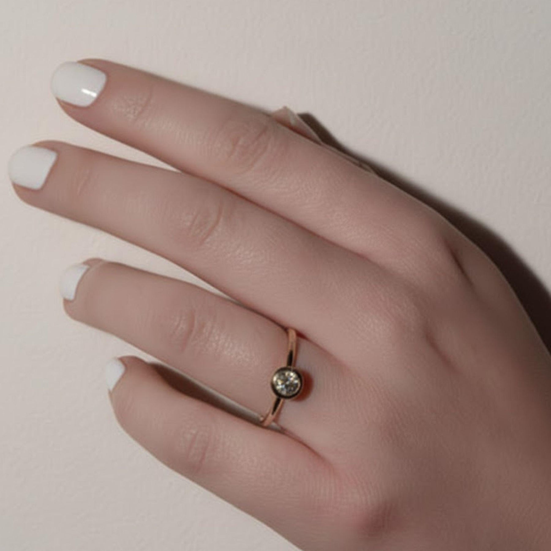 Dainty Round Lab Grown Diamond Promise Ring, Diamond Set in Bezel, Diamond Engagement Ring for Women, Ring in Yellow, White, Rose Gold