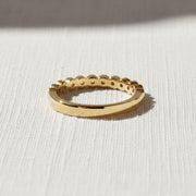 14k Solid Gold Round Band Ring, Unique Round Ring, Half Eternity Round Lab Diamond Wedding Band, Vintage Wedding Band Stacking Ring