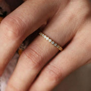 14k Solid Gold Round Band Ring, Unique Round Ring, Half Eternity Round Lab Diamond Wedding Band, Vintage Wedding Band Stacking Ring