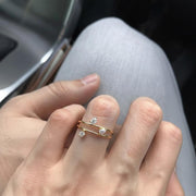 The Elara Pear-Cut Three-Stone Lab-Grown Diamond Double-Band Engagement Ring in 10K or 14K Solid Gold