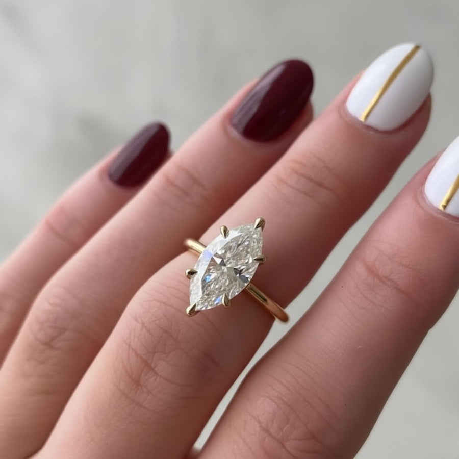The Vivienne Marquise-Cut Lab-Grown Diamond Six-Prong Engagement Ring in 10K or 14K Solid Gold