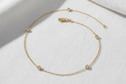 Diamond Solitaire Bracelet / Round Brilliant Cut Bezel Set Diamond Bracelet / 14k Gold Diamond by the Yard Bracelet / Gift for Her