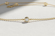 Diamond Solitaire Bracelet / Round Brilliant Cut Bezel Set Diamond Bracelet / 14k Gold Diamond by the Yard Bracelet / Gift for Her