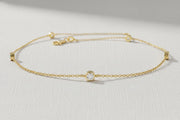 Diamond Solitaire Bracelet / Round Brilliant Cut Bezel Set Diamond Bracelet / 14k Gold Diamond by the Yard Bracelet / Gift for Her