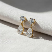 Pear Cut Diamond Wedding Earrings in 14K Yellow Gold, Elegant Drop Earrings for Women, Perfect Anniversary Gift for Her