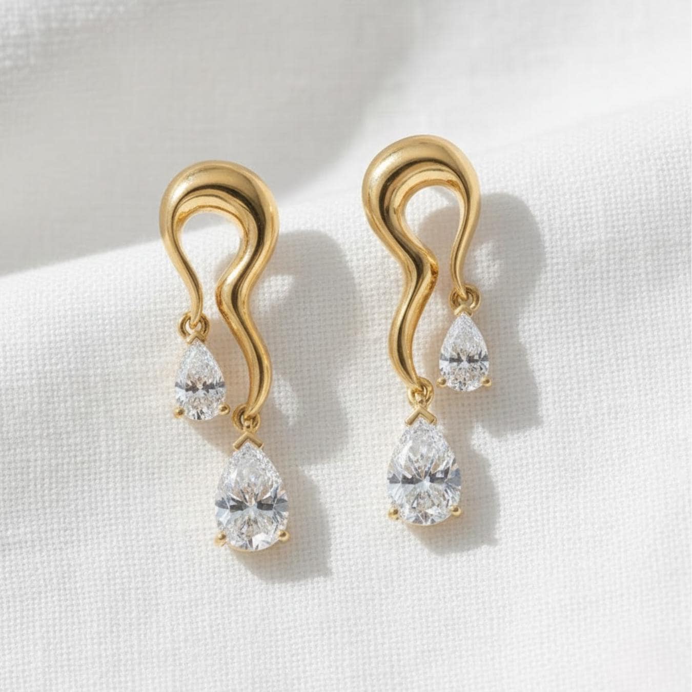 The Elowyn Pear-Cut Lab-Grown Diamond Drop Earrings in 10K or 14K Solid Gold