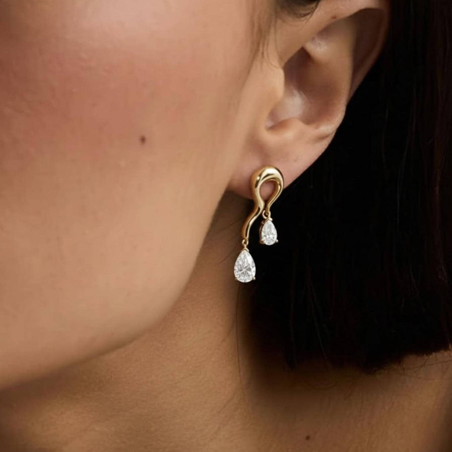 The Elowyn Pear-Cut Lab-Grown Diamond Drop Earrings in 10K or 14K Solid Gold