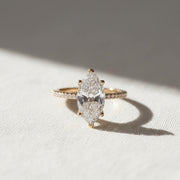 The Rosalie 2.5-Carat Marquise-Cut Lab-Grown Diamond Hidden Halo Engagement Ring with a Pavé Band in 10K or 14K Solid Gold