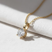 14k Gold Diamond Solitaire Necklace: Dainty Bridal Jewelry