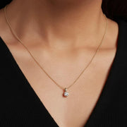 14k Gold Diamond Solitaire Necklace: Dainty Bridal Jewelry