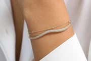 Statement Diamond Bangle Bracelet, 14k Gold Triple Row 2.00 ctw Diamond Bangle Bracelet, Round Diamond Bangle Bracelet, Stackable Bracelet