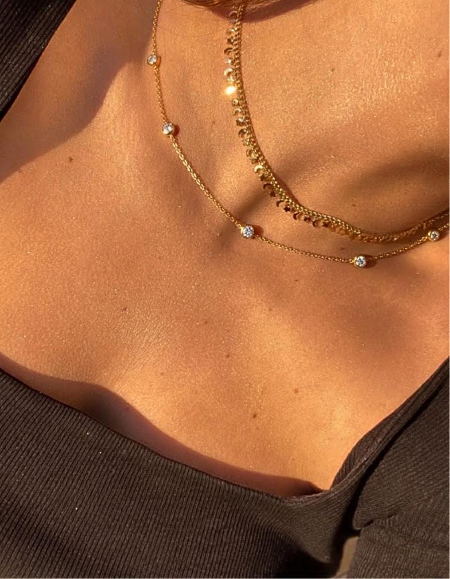 Diamond Choker necklace / Diamond necklace / Diamond bezel / Dainty Diamond Necklace / Birthday Gift