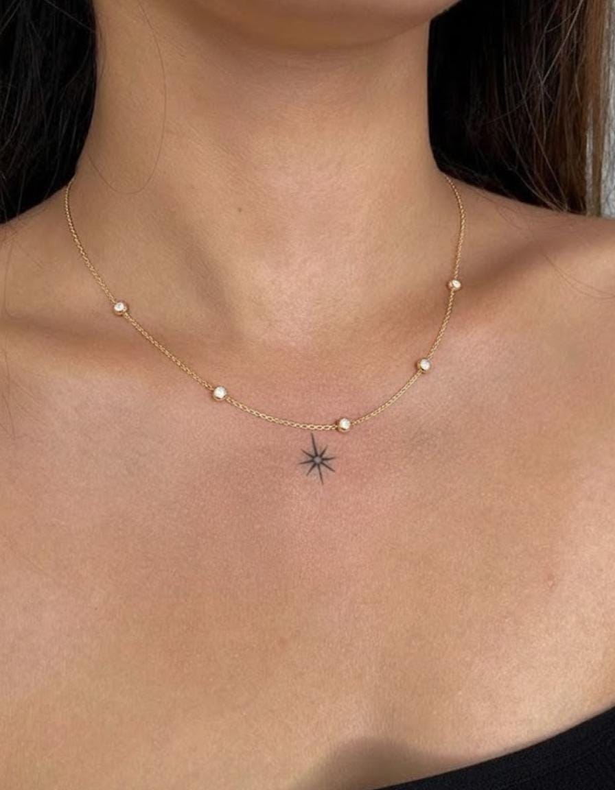Diamond Choker necklace / Diamond necklace / Diamond bezel / Dainty Diamond Necklace / Birthday Gift