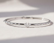 Gold Diamond Stacking Bracelet, Pear Shape Diamond Bracelet, 14K Diamond and Gold Bangle Bracelet, Round Diamond Bracelet Bangle