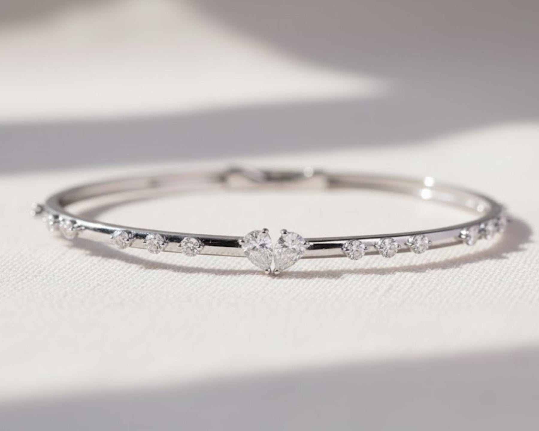 Gold Diamond Stacking Bracelet, Pear Shape Diamond Bracelet, 14K Diamond and Gold Bangle Bracelet, Round Diamond Bracelet Bangle