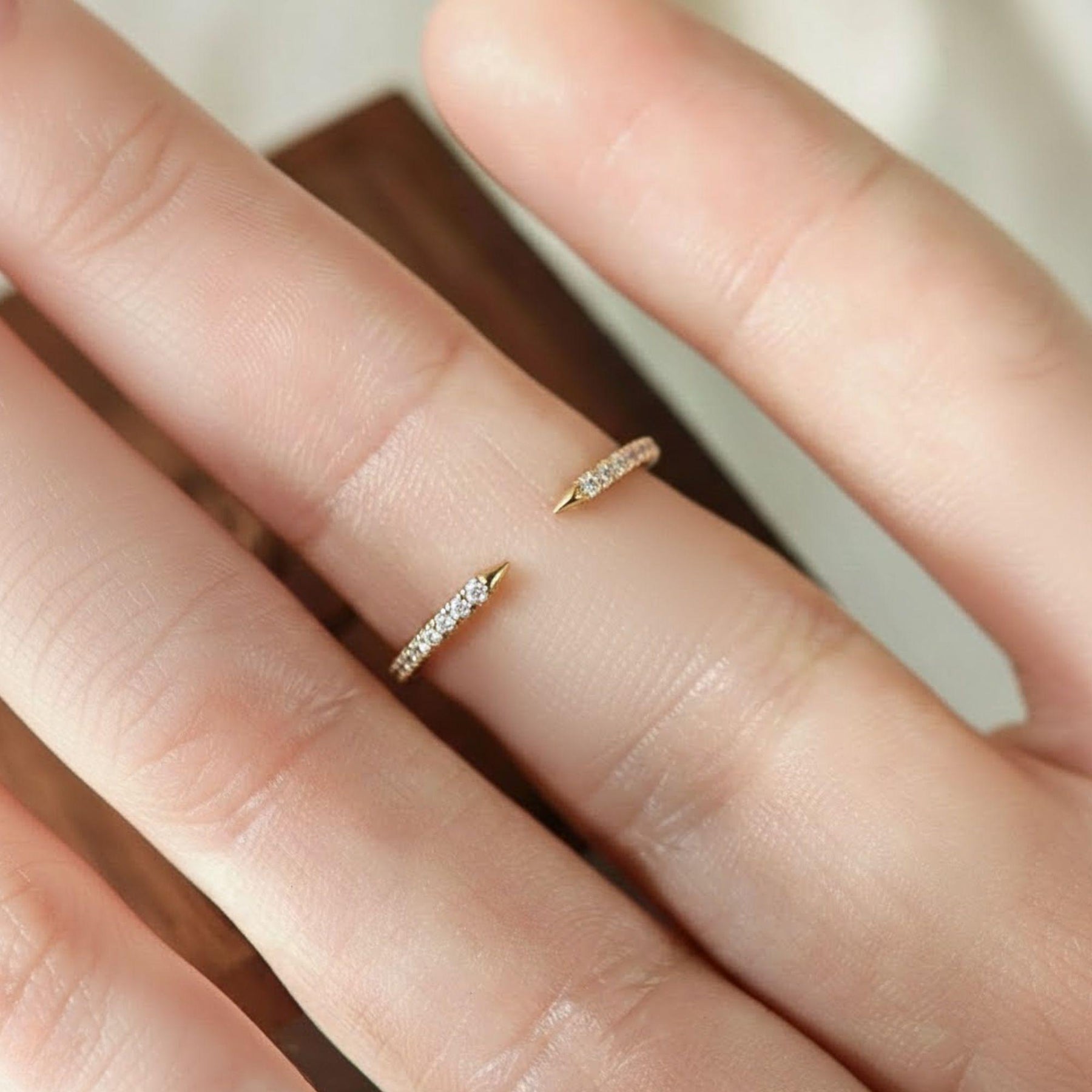 Real Lab Diamond Open Cuff Wedding Ring Thin Open Gap Stacking Ring Minimalist Custom Open Gap Band Ring for Her Womens Cuff Stackable Band