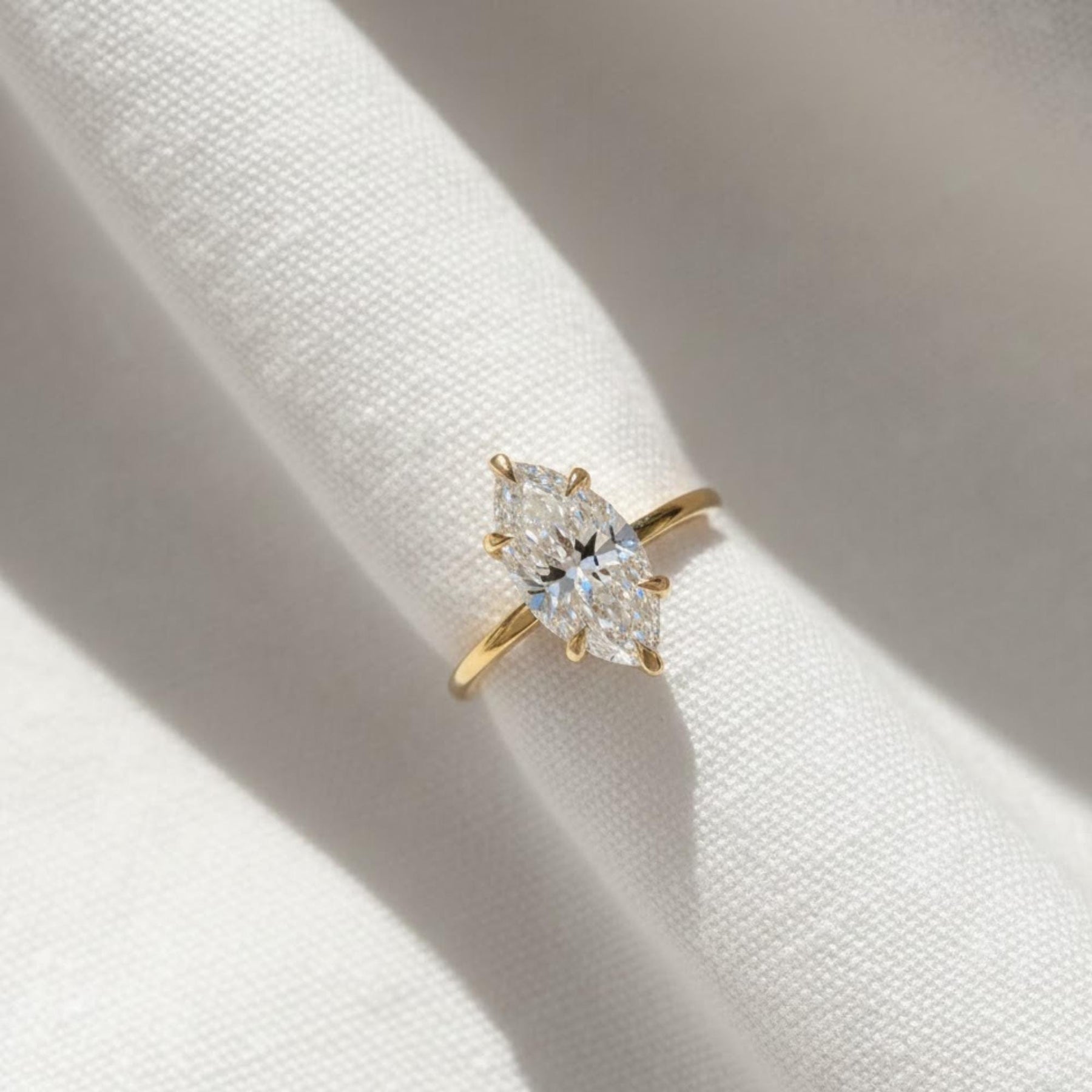Marquise Cut Lab Grown Diamond Solitaire Ring, 2 CT to 3 CT Marquise Diamond Engagement Ring, Wedding Ring, Anniversary Gift, Gift For Women