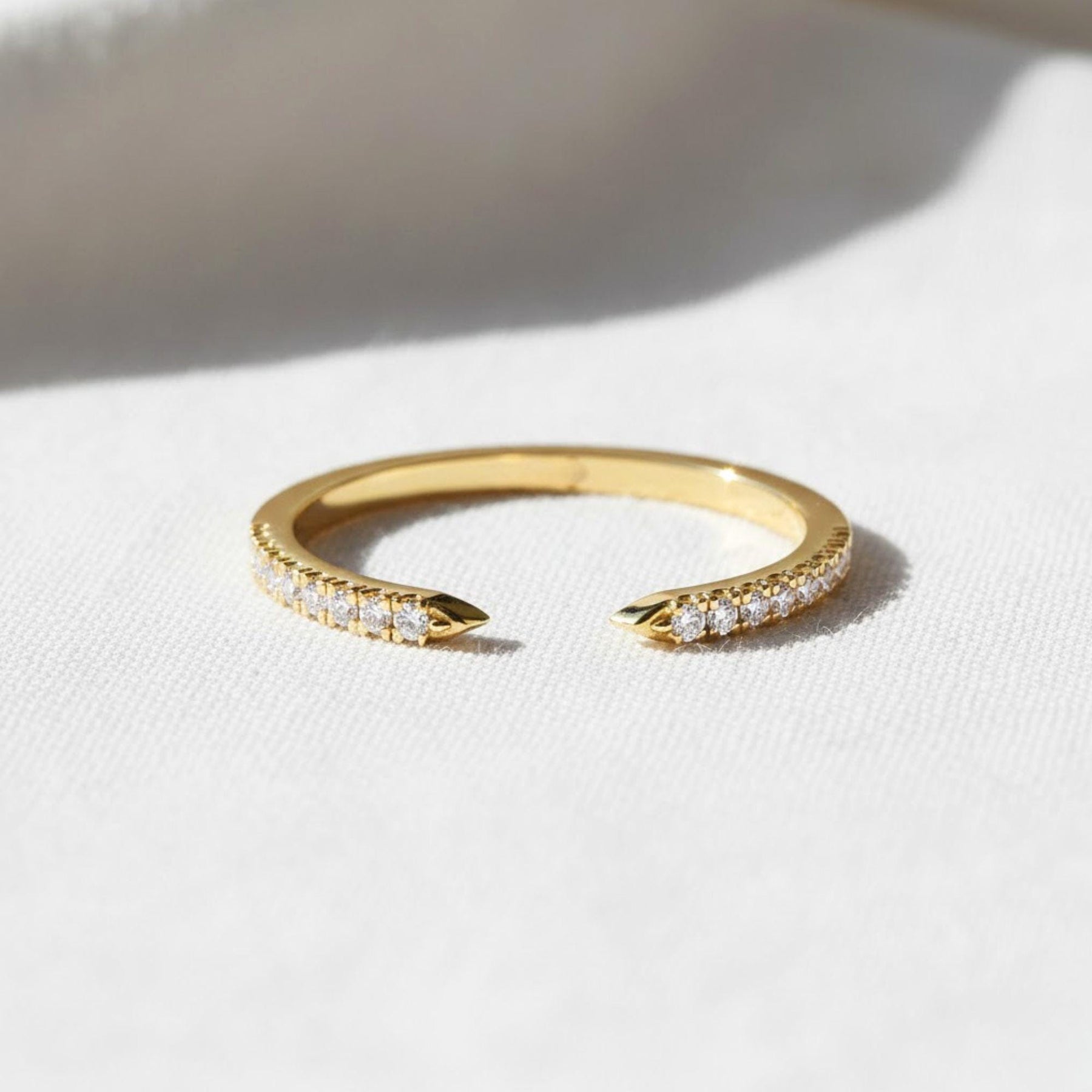 Real Lab Diamond Open Cuff Wedding Ring Thin Open Gap Stacking Ring Minimalist Custom Open Gap Band Ring for Her Womens Cuff Stackable Band