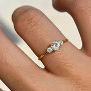 Dainty Round Lab Grown Diamond Promise Ring, Diamond Set in Claw Prongs, Diamond Engagement Ring for Women, Ring in Yellow, White, Rose Gold