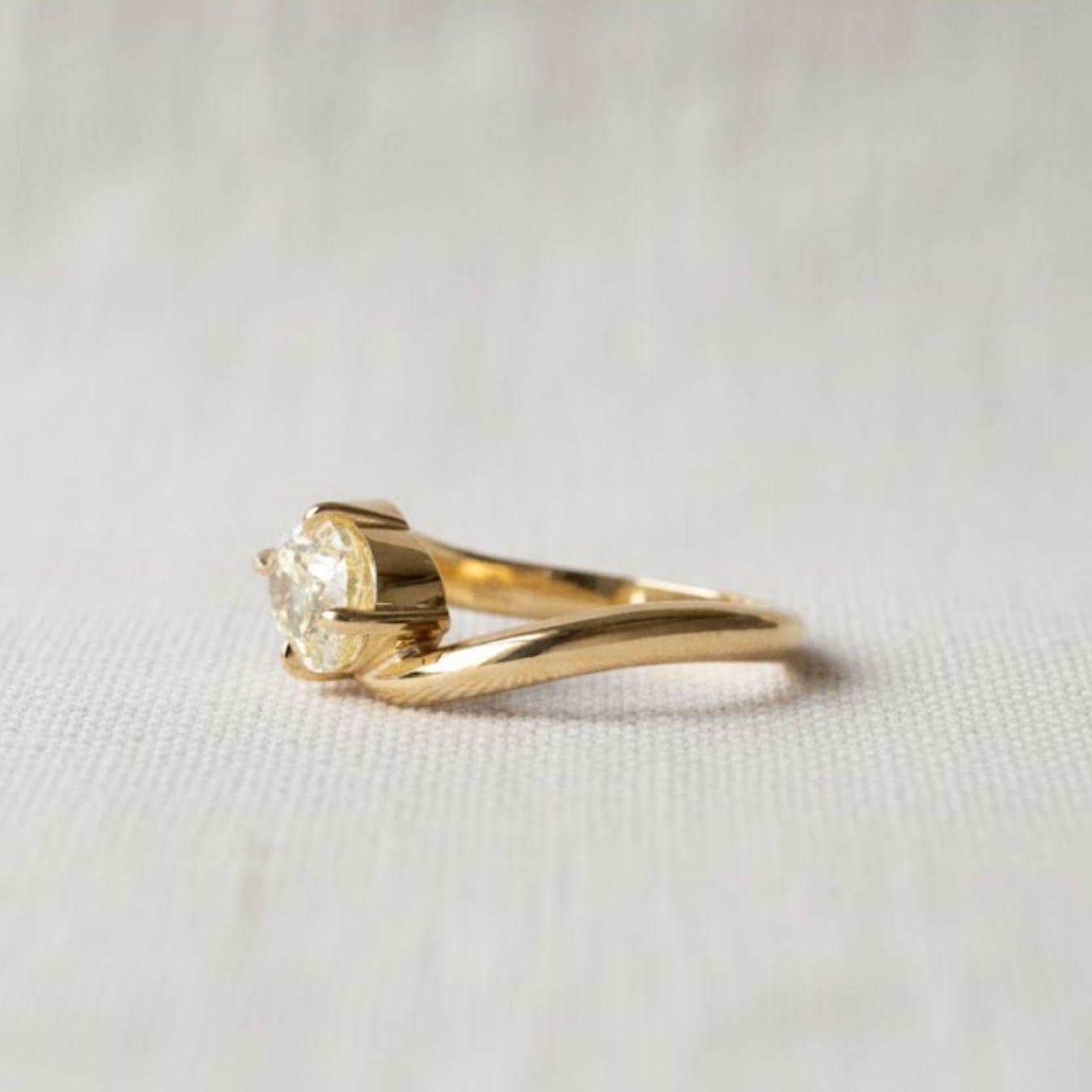 2 Carat Pear Cut Fancy Yellow Lab Grown Diamond Ring / Pear Shaped Engagement Ring / 2 CT Solitaire Ring / Minimalist Ring / 14K Gold Ring