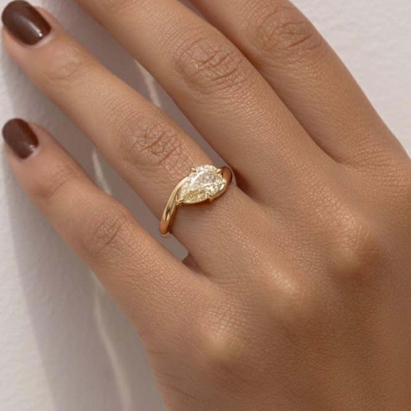 2ct Yellow Pear Lab Diamond Pinky Ring IGI Certified | Promise Ring | Gold Teardrop Gift