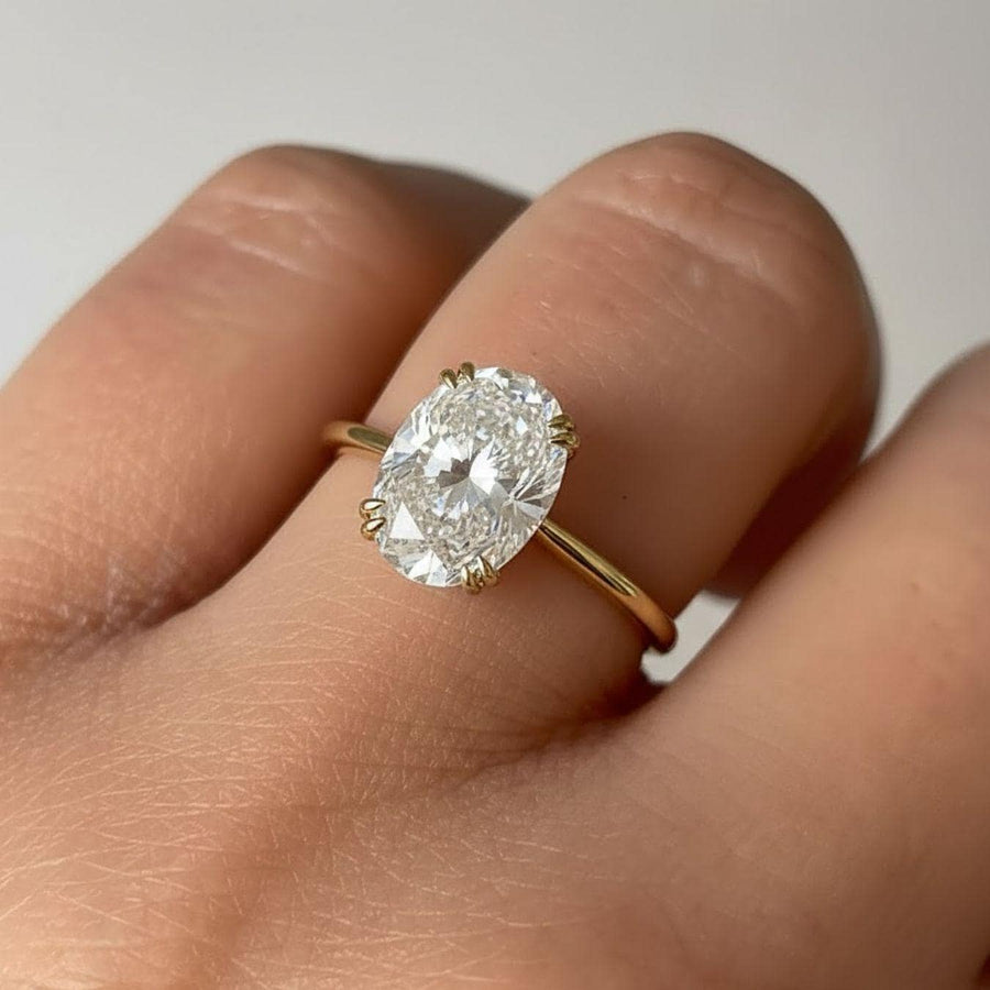 The Evelina 2-Carat Oval-Cut Lab-Grown Diamond Hidden Halo Engagement Ring in 10K or 14K Solid Gold
