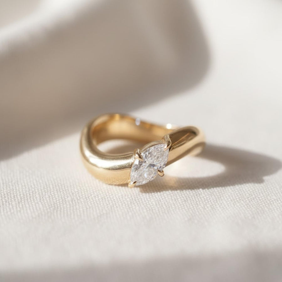 The Horizon 0.50-Carat East-West Marquise-Cut Lab-Grown Diamond Solitaire Ring in 10K or 14K Solid Gold