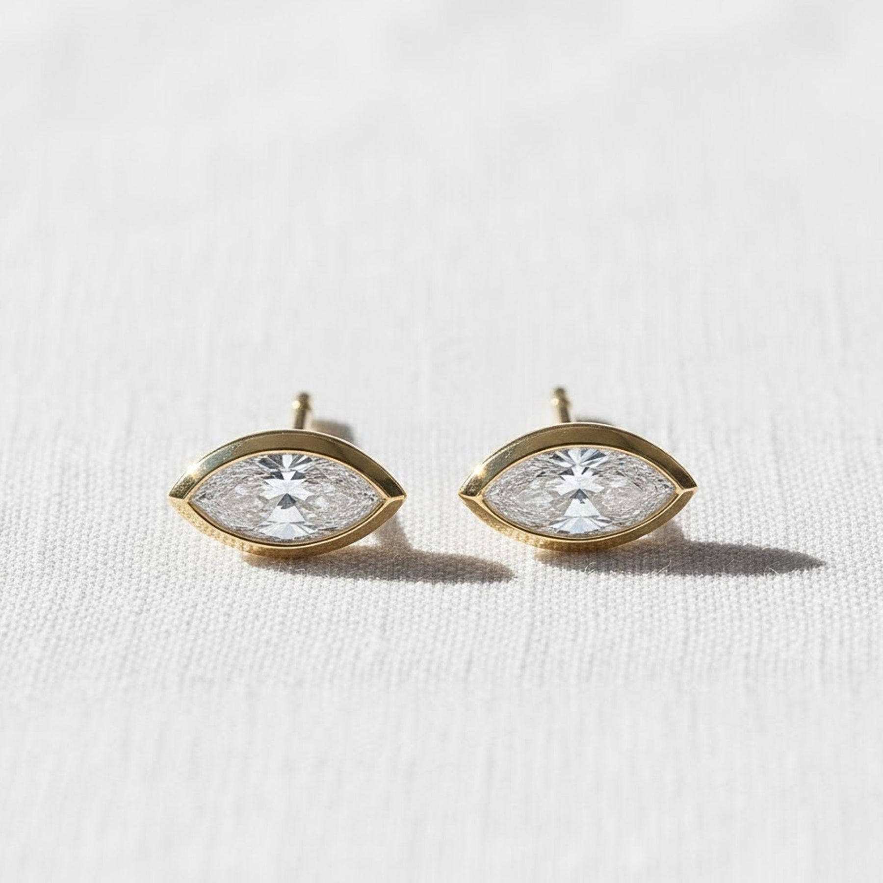 14K Solid Gold Marquise Lab Grown Diamond Stud Earring (0.50ct)