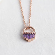 Baguette Cut Sapphire Necklace, September Birthstone, 14K Solid Gold Gemstone Necklace, Minimalist Sapphire Charm, Birthstone Necklace