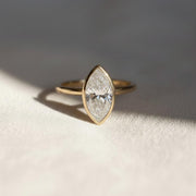 2 Carat Marquise Lab Diamond Engagement Ring | Bezel Set 14K Gold Ring | Anniversary Gift for Her | Mother's Day Gift Ring