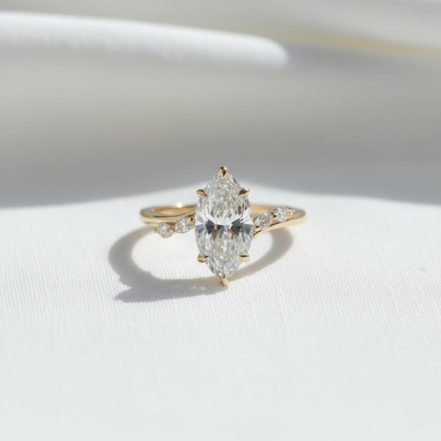 The Amorette Marquise-Cut Lab-Grown Diamond Solitaire Engagement Ring in 10K or 14K Solid Gold