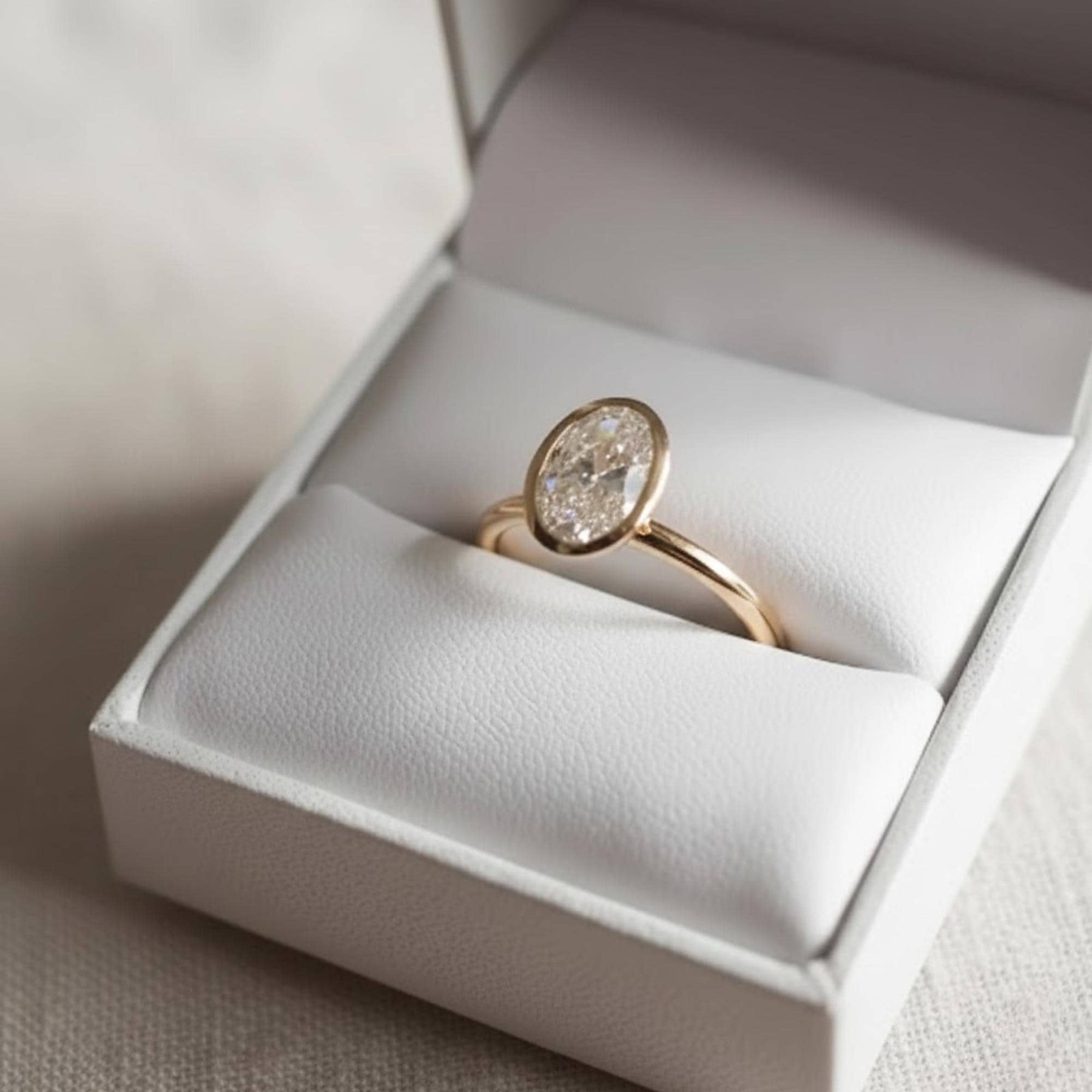 2 CT Oval Bezel Lab Grown Diamond Ring , Oval Lab Diamond Engagement Ring , Bezel Setting Engagement Ring , Vintage Inspired Diamond Ring