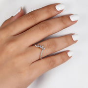 Lab Grown Diamond Tiara Wedding Band: Marquise & Round Cut Chevron Ring