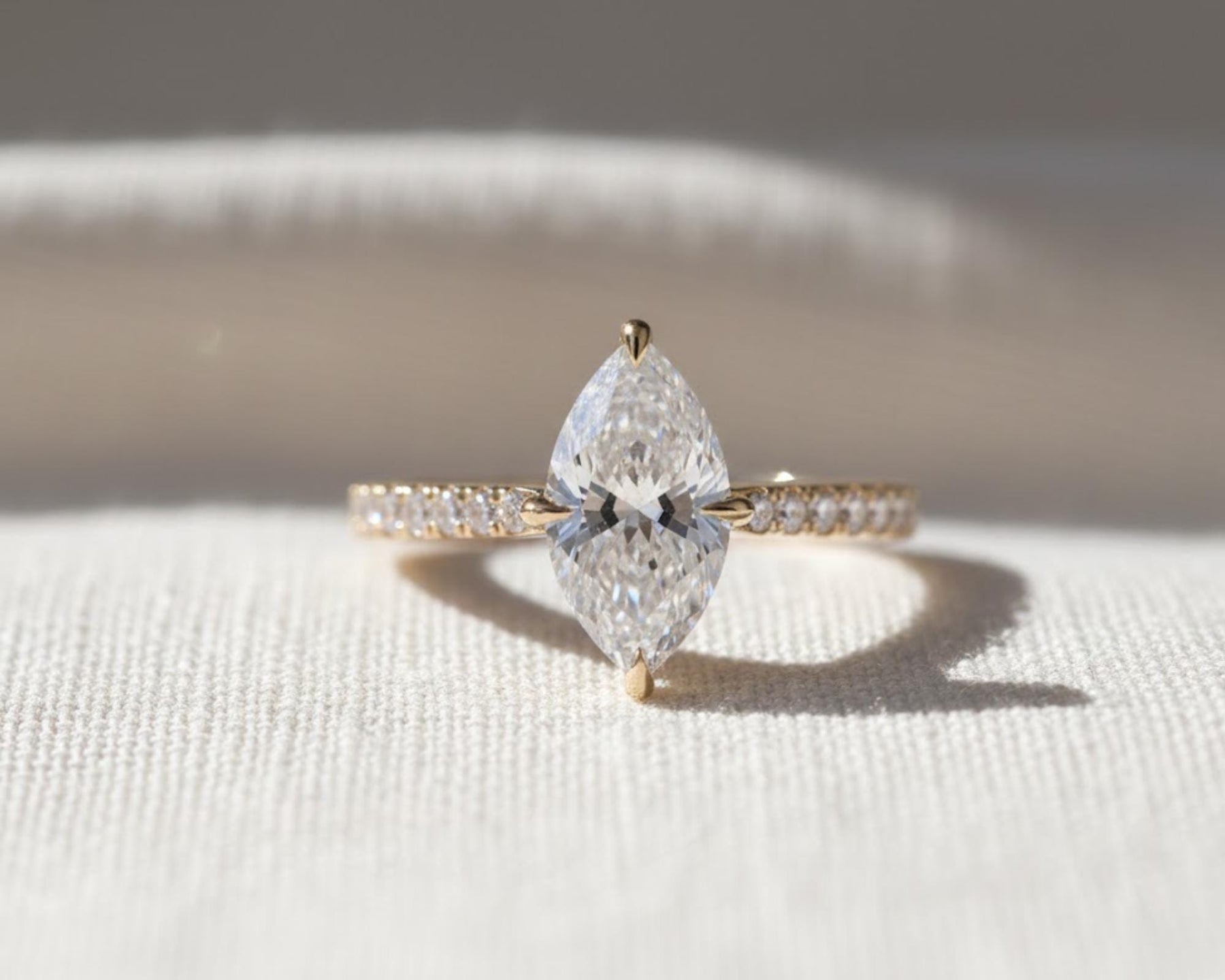 Marquise Diamond Engagement Ring Genuine Lab Grown Diamond Anniversary Ring Unique Proposal Ring for Her Claw Prong Setting Ring Gift