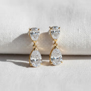 Pear Cut Lab Diamond Dangle Drop Earrings / 10K Yellow Gold F-VS+ Diamond Dainty Bridal Earrings / Conflict Free Diamond Earrings For Her
