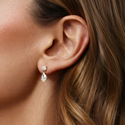 Pear Cut Lab Diamond Dangle Drop Earrings / 10K Yellow Gold F-VS+ Diamond Dainty Bridal Earrings / Conflict Free Diamond Earrings For Her