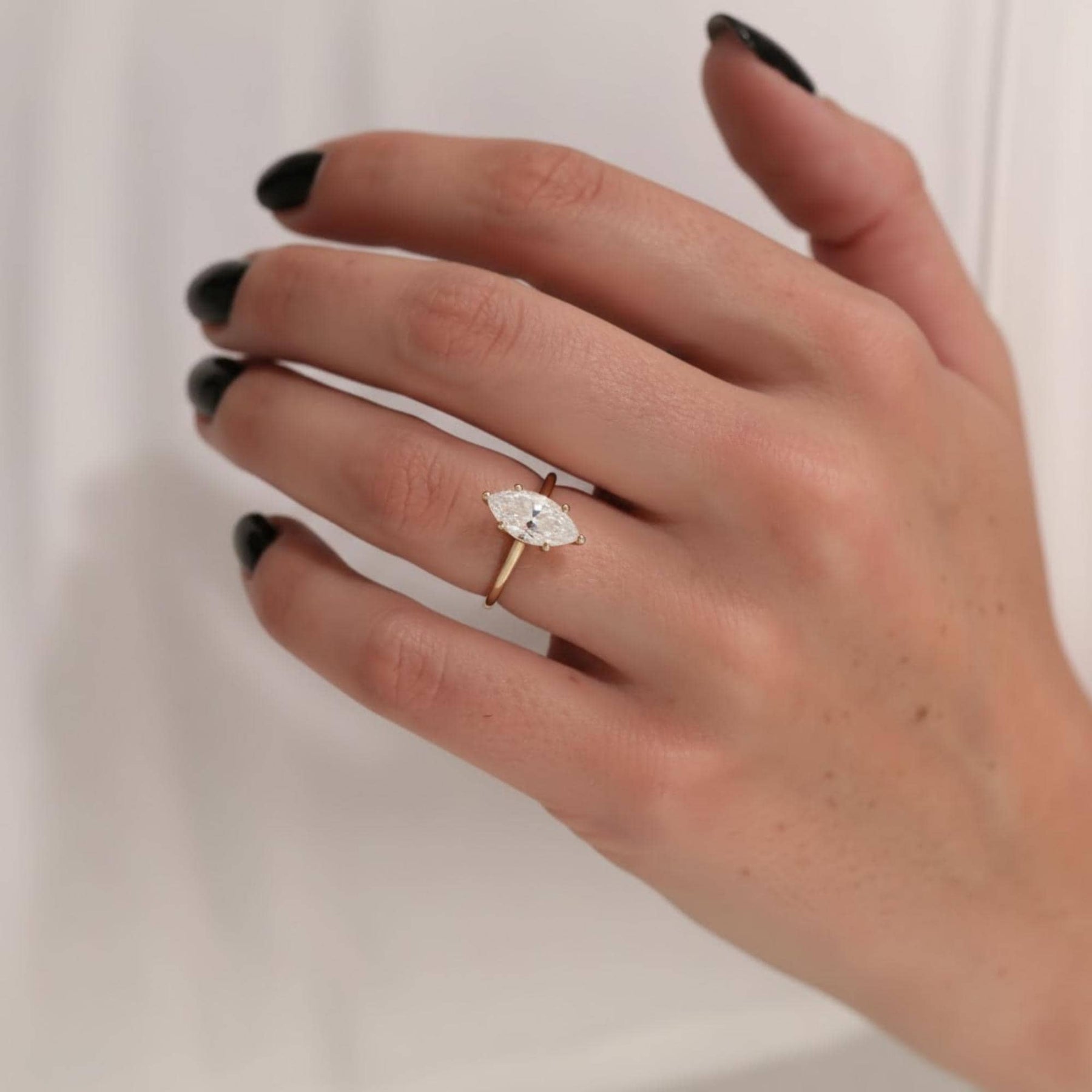 1.5 Carat IGI CERTIFIED F Color VS1 Clarity Marquise Cut Lab Grown Diamond Solitaire Engagement Ring 14k Yellow Gold