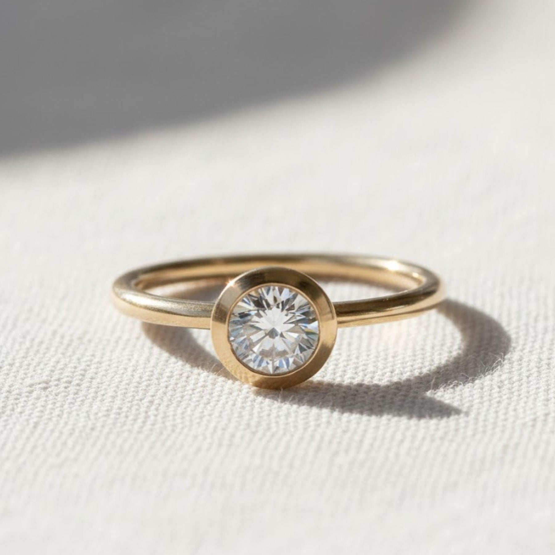 Dainty Round Lab Grown Diamond Promise Ring, Diamond Set in Bezel, Diamond Engagement Ring for Women, Ring in Yellow, White, Rose Gold