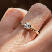 Dainty Round Lab Grown Diamond Promise Ring, Diamond Set in Bezel, Diamond Engagement Ring for Women, Ring in Yellow, White, Rose Gold